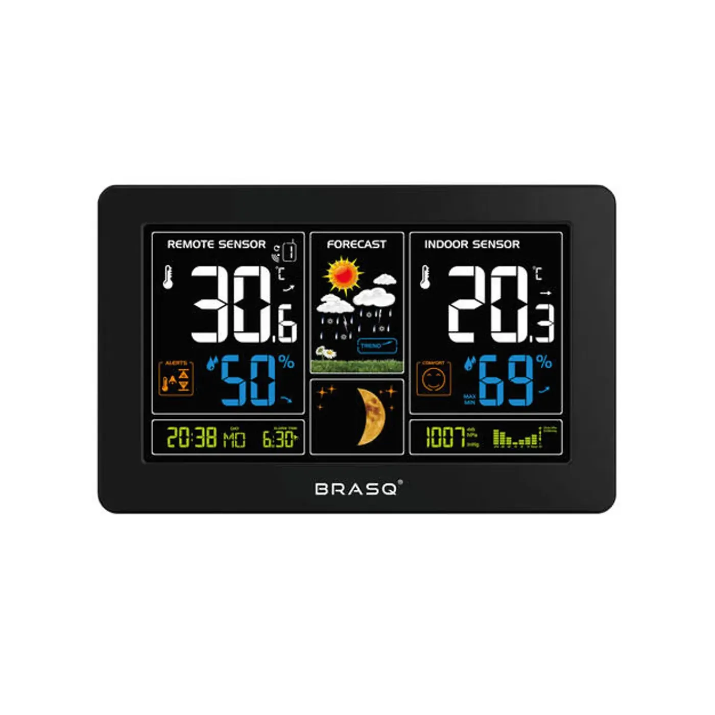BRASQ Draadloos Weerstation Binnen & Buiten – Buitensensor – Weervoorspelling – Hygro & Barometer