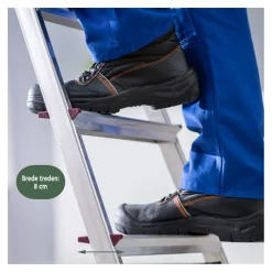 BRASQ Huishoudtrap 5 Treden – Keukentrap Inklapbaar Aluminium – Antislip - Ladder - Trap Zilver