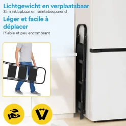 BRASQ Huishoudtrap 3 Treden – Keukentrap Inklapbaar Metaal – Antislip Stabiel - Ladder - Trap Zwart
