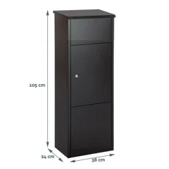 BRASQ Pakketbrievenbus Staand Staal Zwart 105x38x24 Cm – Brievenbus Met Slot Voor Xxl Pakketten