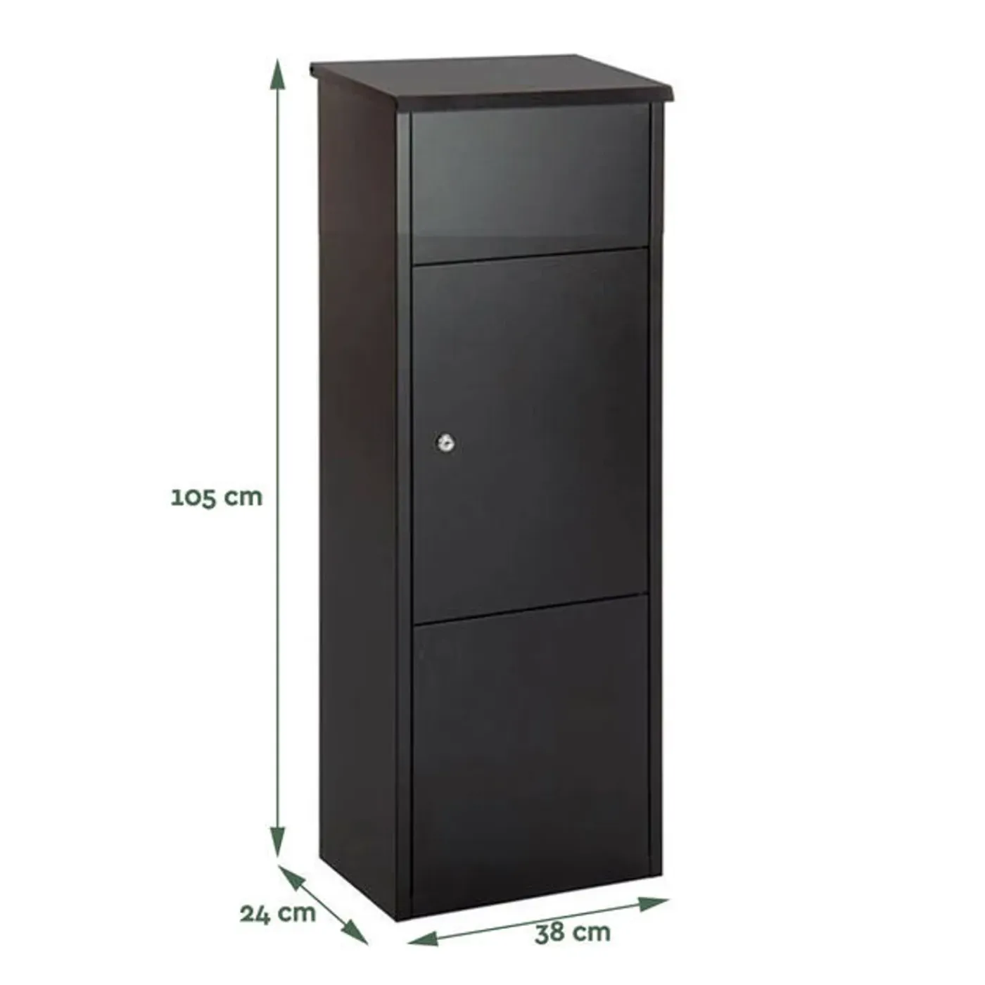 BRASQ Pakketbrievenbus Staand Staal Zwart 105x38x24 Cm – Brievenbus Met Slot Voor Xxl Pakketten