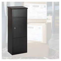 BRASQ Pakketbrievenbus Staand Staal Zwart 105x38x24 Cm – Brievenbus Met Slot Voor Xxl Pakketten