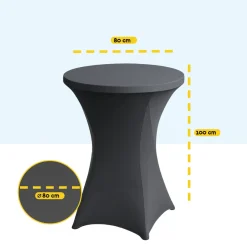 BRASQ Statafelrok Antraciet - Diameter 80cm - 74x110cm - Extra Stretch Voor Statafel