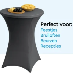 BRASQ Statafelrok Antraciet - Diameter 80cm - 74x110cm - Extra Stretch Voor Statafel