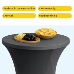 BRASQ Statafelrok Antraciet - Diameter 80cm - 74x110cm - Extra Stretch Voor Statafel
