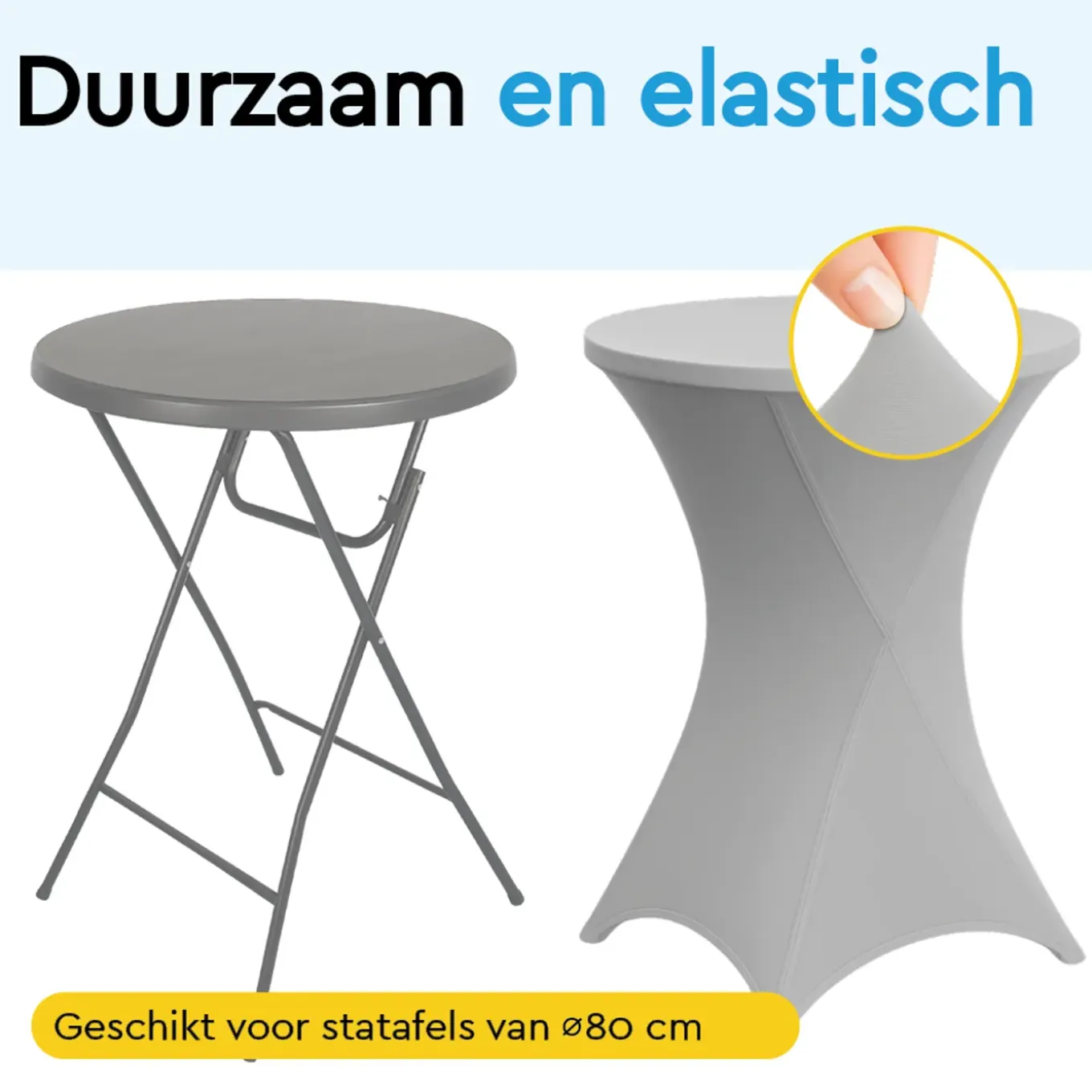 Brasq Statafelrok Grijs - Diameter 80cm - 74x110cm - Set Van 4 - Extra Stretch Voor Statafel