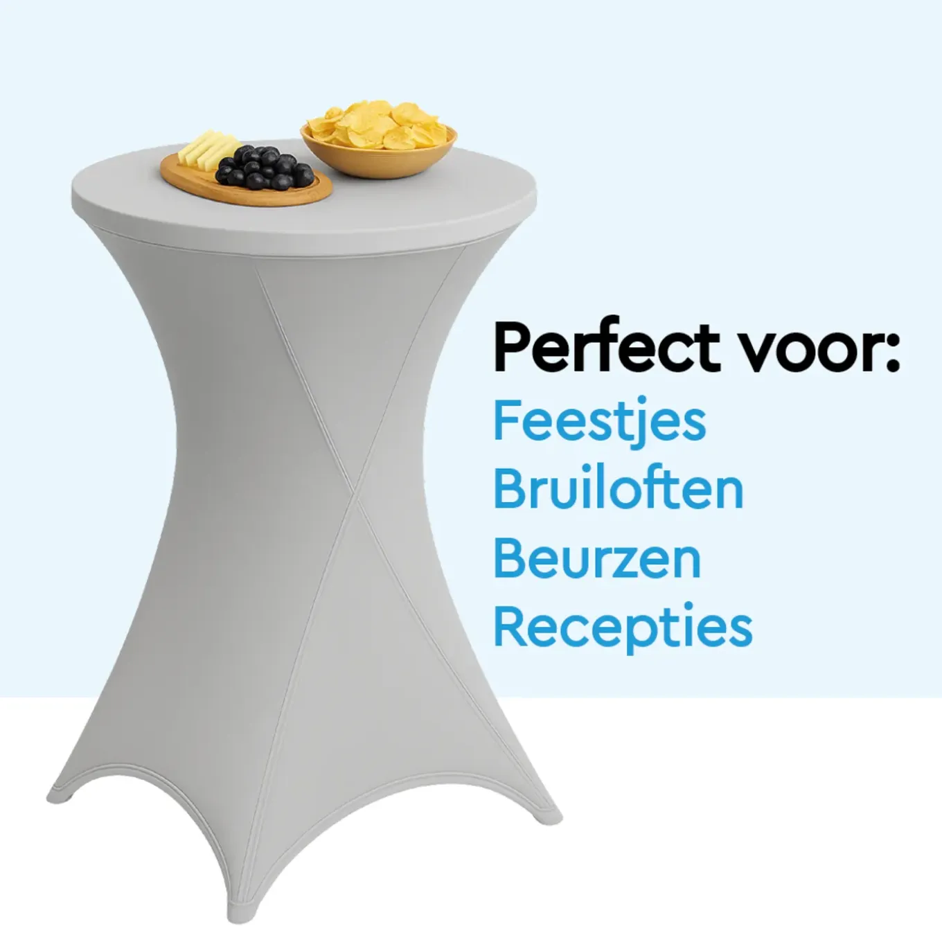 Brasq Statafelrok Grijs - Diameter 80cm - 74x110cm - Set Van 4 - Extra Stretch Voor Statafel