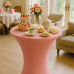 Brasq Statafelrok Roze - ∅80-74 X110 Cm - Statafelhoes Extra Stretch Voor Statafel