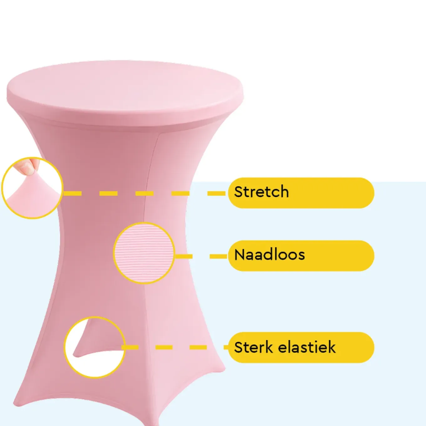 Brasq Statafelrok Roze - ∅80-74 X110 Cm - Statafelhoes Extra Stretch Voor Statafel