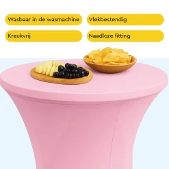 Brasq Statafelrok Roze - ∅80-74 X110 Cm - Statafelhoes Extra Stretch Voor Statafel