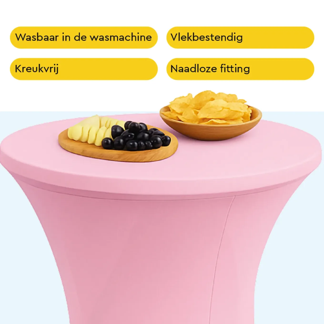 Brasq Statafelrok Roze - ∅80-74 X110 Cm - Statafelhoes Extra Stretch Voor Statafel