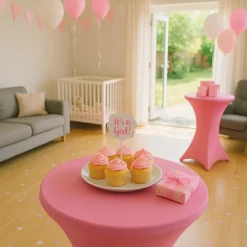 Brasq Statafelrok Roze - ∅80-74 X110 Cm - Statafelhoes Extra Stretch Voor Statafel