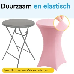 Brasq Statafelrok Roze - ∅80-74 X110 Cm - Statafelhoes Extra Stretch Voor Statafel