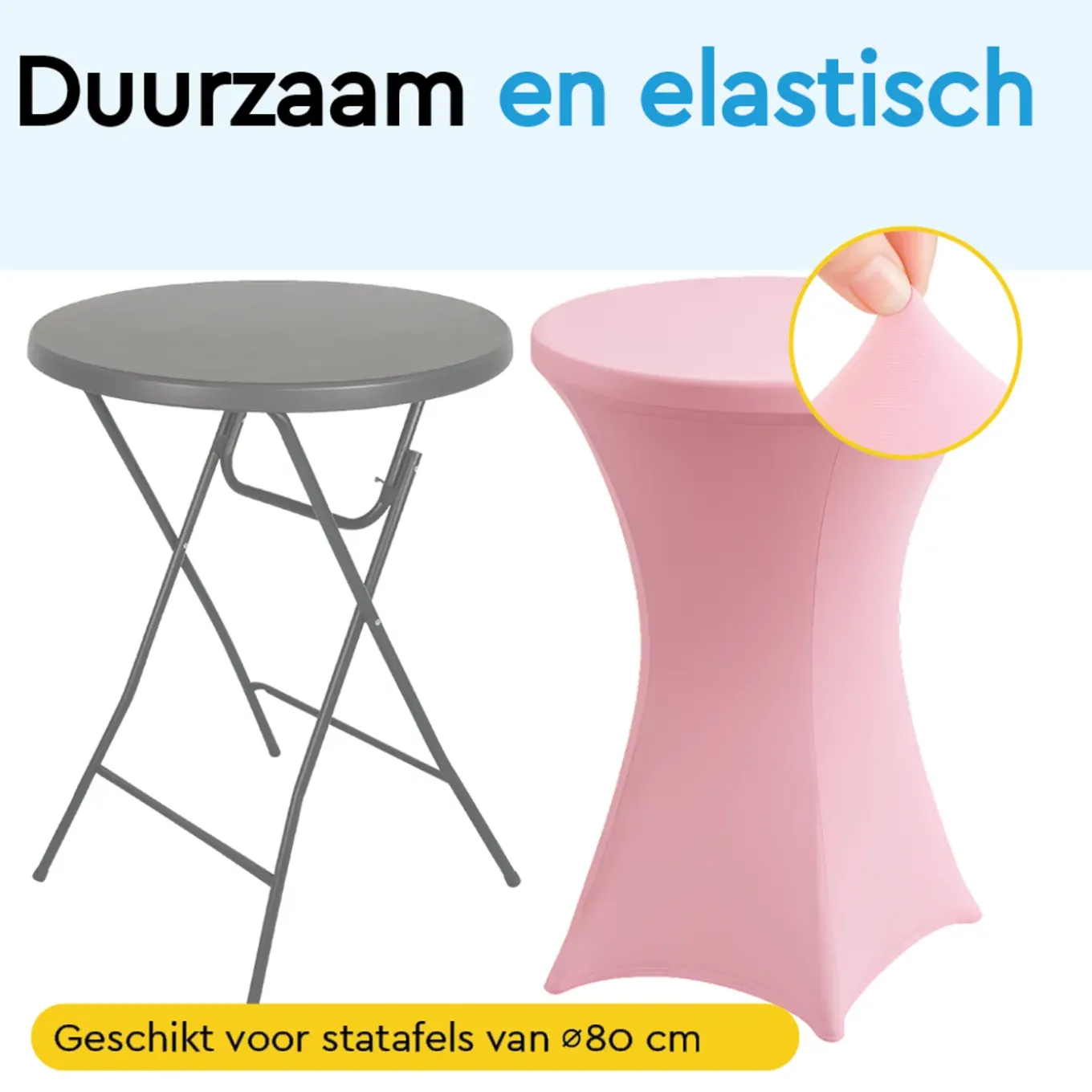Brasq Statafelrok Roze - ∅80-74 X110 Cm - Statafelhoes Extra Stretch Voor Statafel