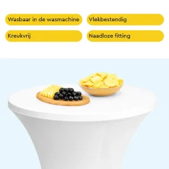 BRASQ Statafelrok Wit - Diameter 80cm - 74x110cm - Set Van 2 - Extra Stretch Voor Statafel