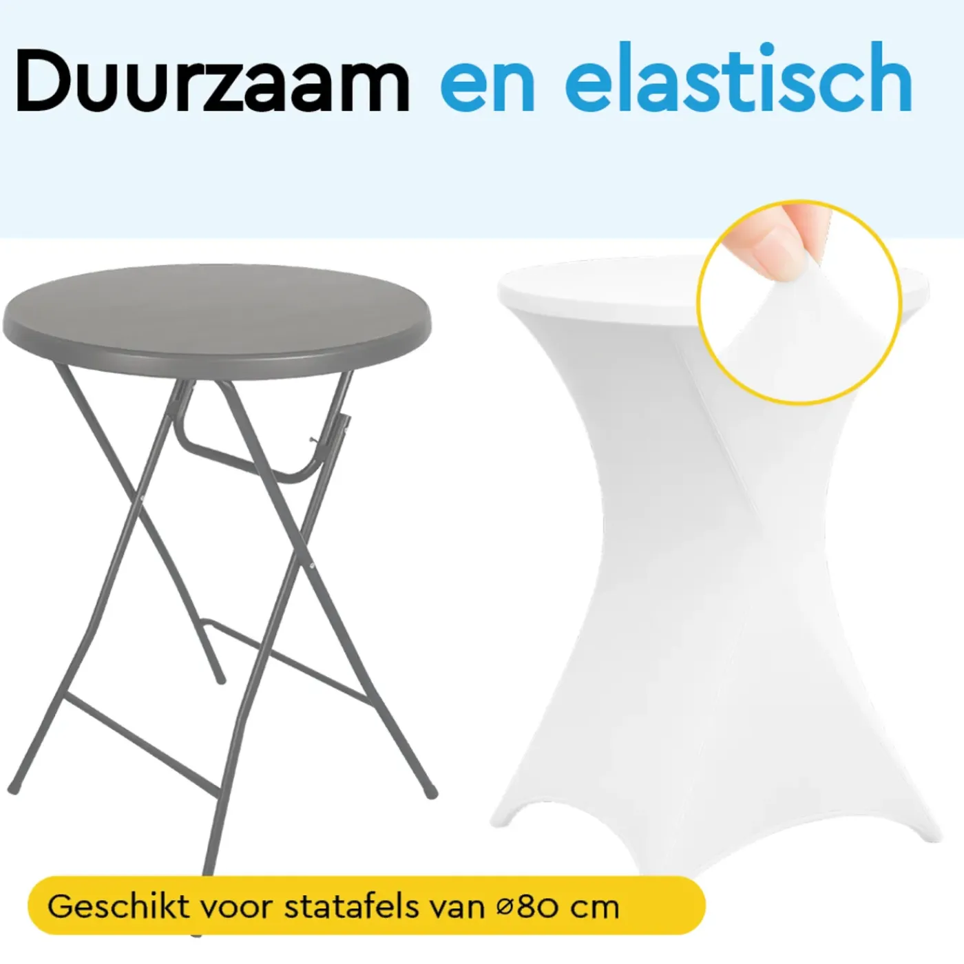 BRASQ Statafelrok Wit - Diameter 80cm - 74x110cm - Set Van 2 - Extra Stretch Voor Statafel