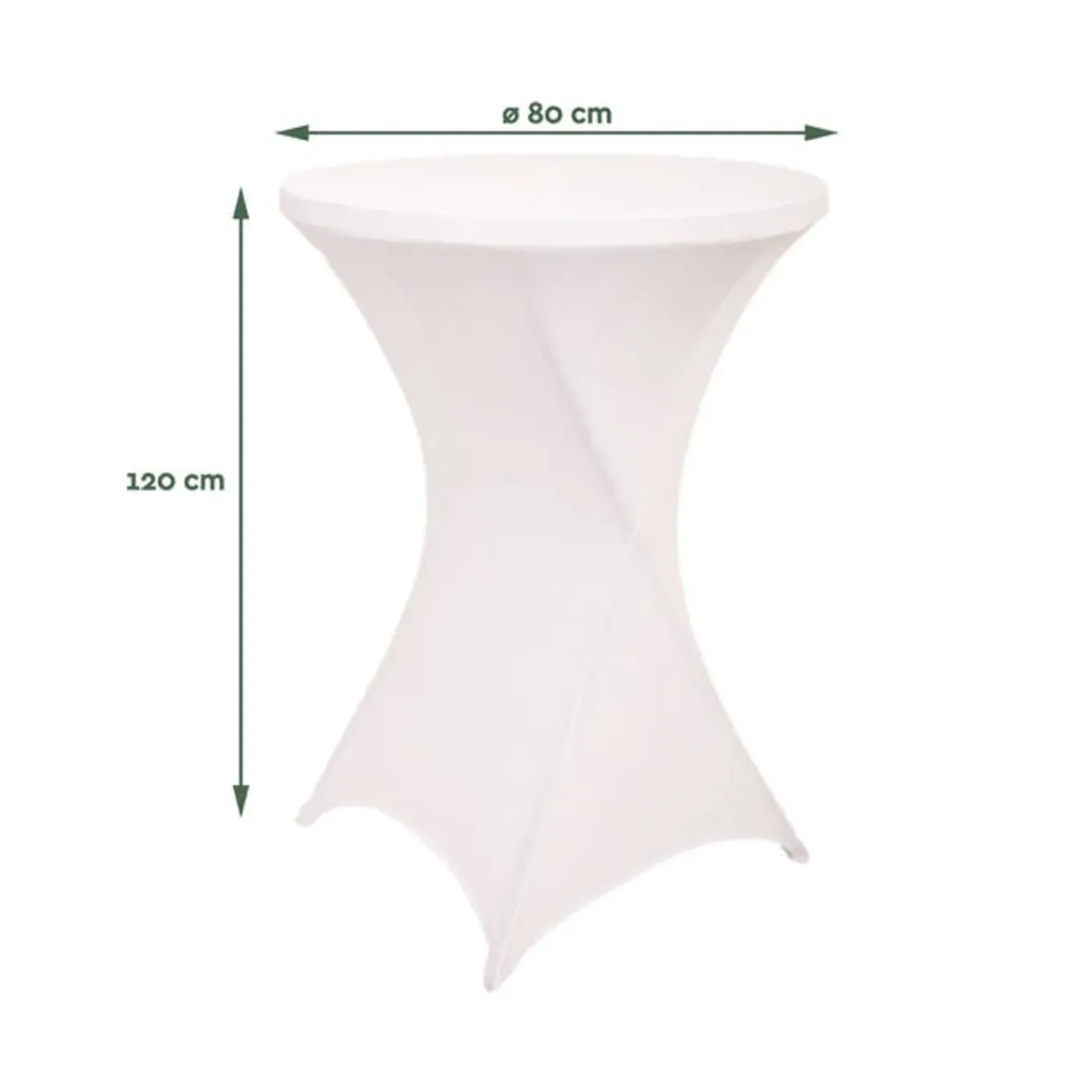 BRASQ Statafelrok Wit - Diameter 80cm - 74x110cm - Set Van 2 - Extra Stretch Voor Statafel