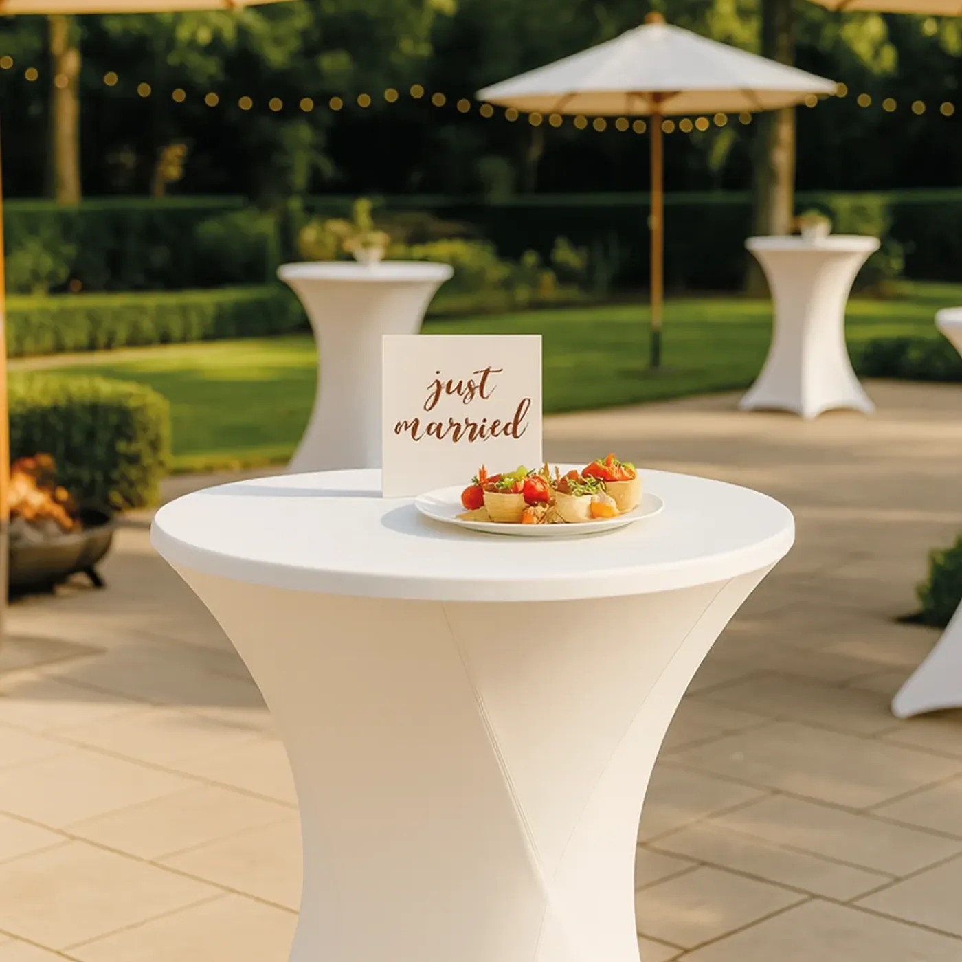 BRASQ Statafelrok Wit - Diameter 80cm - 74x110cm - Set Van 2 - Extra Stretch Voor Statafel