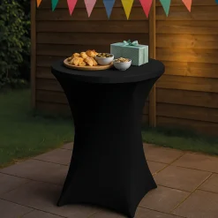 Brasq Statafelrok Zwart - Diameter 80cm - 74x110cm - Set Van 4 - Extra Stretch Voor Statafel