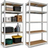 Brasq Stellingkast Rvs Set Van 2 – Opbergrek - 180x90x40cm - 5 Planken - 175kg Per Plank - Wandkast
