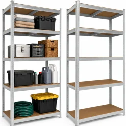 Brasq Stellingkast Rvs Set Van 2 – Opbergrek - 180x90x40cm - 5 Planken - 175kg Per Plank - Wandkast