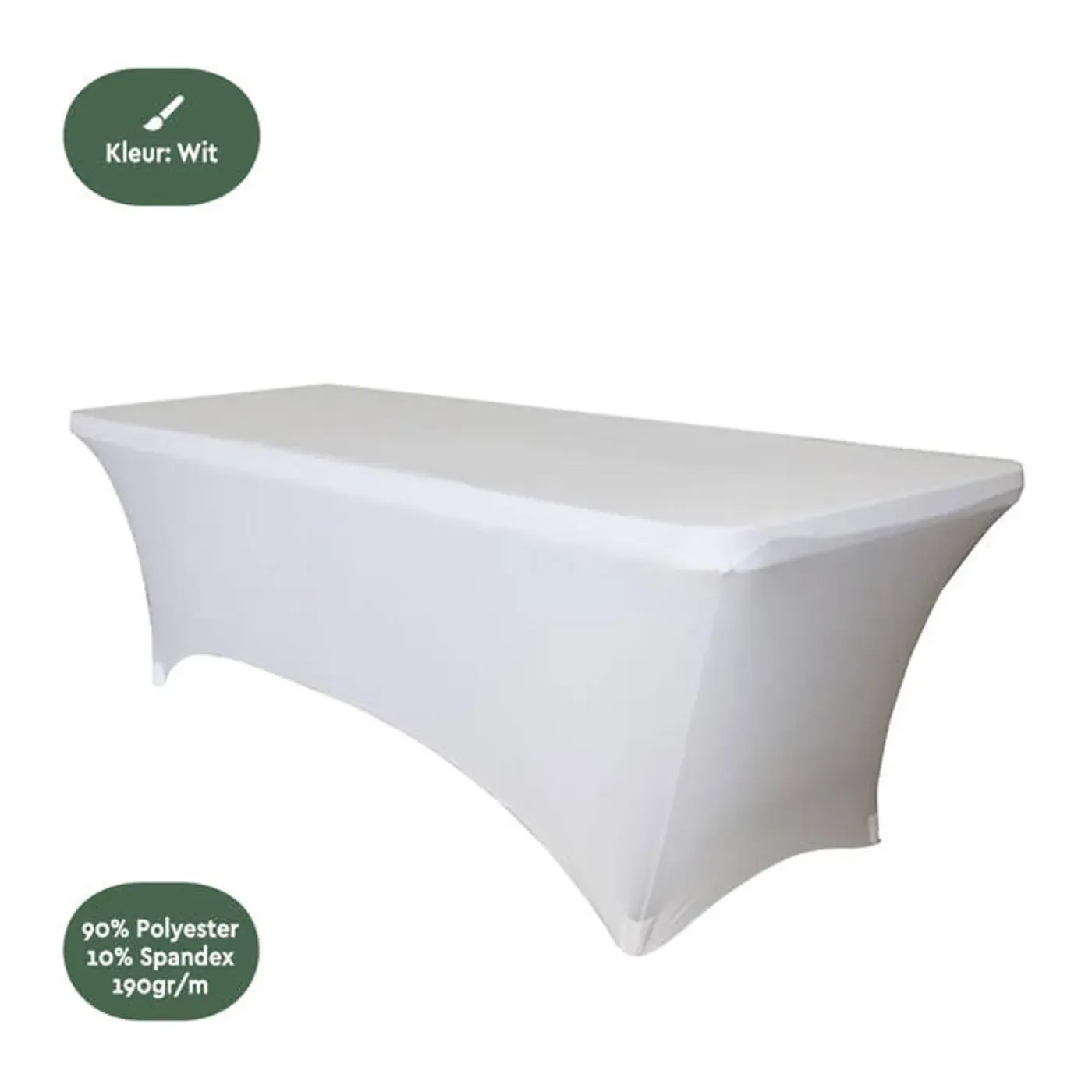 BRASQ Tafelrok Wit - 183x76x74cm - Tafelhoes Extra Stretch