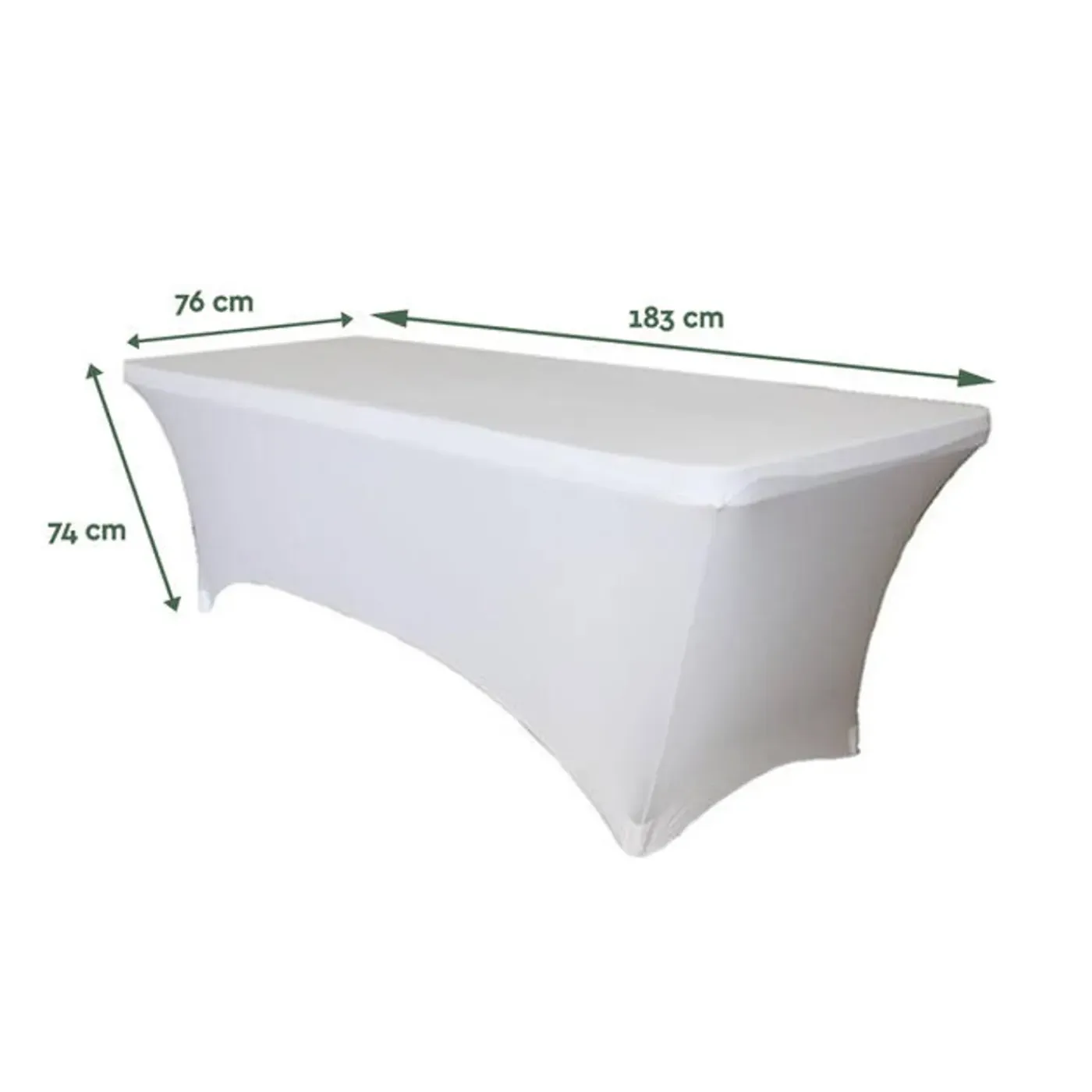 BRASQ Tafelrok Wit - 183x76x74cm - Tafelhoes Extra Stretch