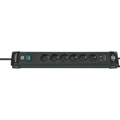 Brennenstuhl stekkerdoos Premium-line 6-voudig met USB (type A) zwart 3 meter