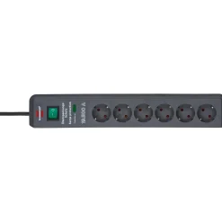 Brennenstuhl Stekkerdoos secure-tec 6-voudig antraciet 2 meter