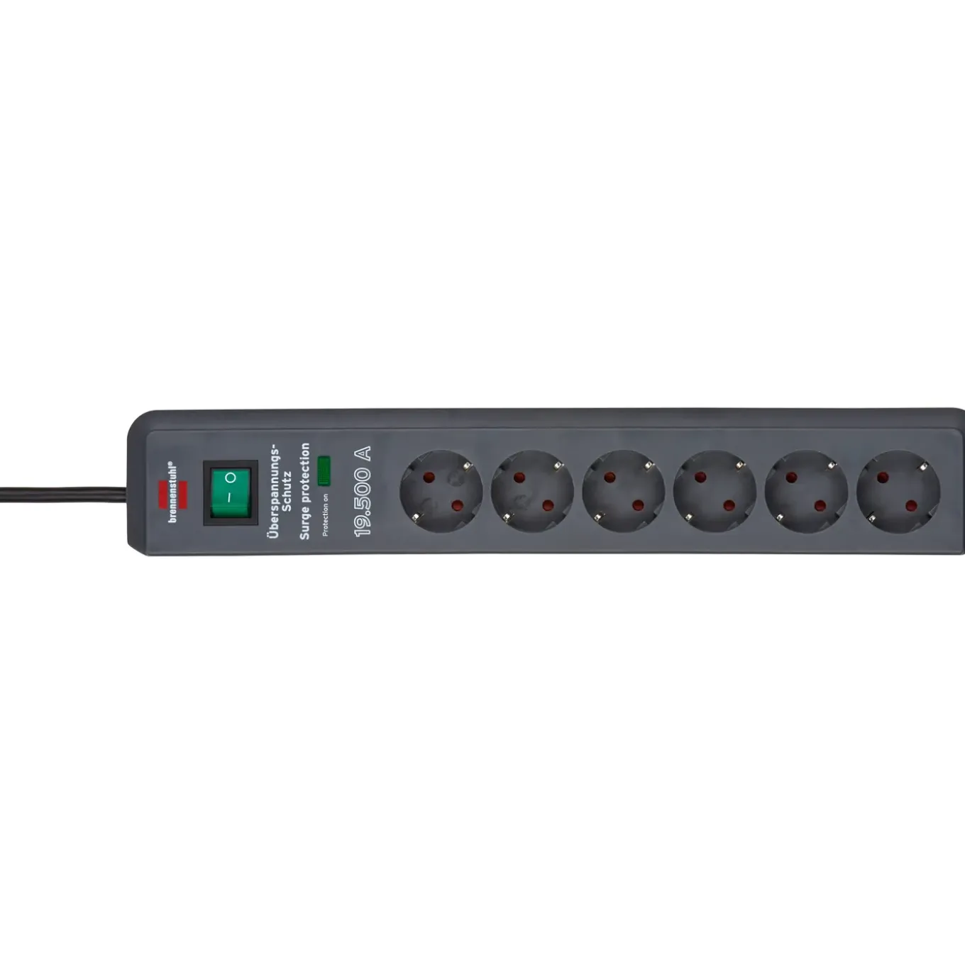 Brennenstuhl Stekkerdoos secure-tec 6-voudig antraciet 2 meter