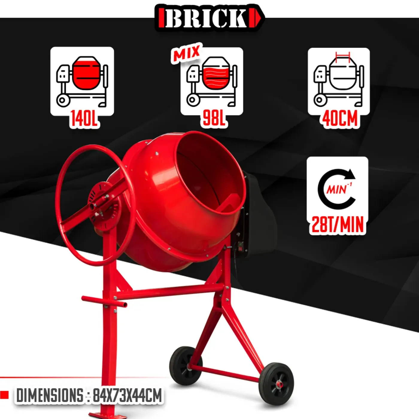 BRICK - Betonmolen 550w - 140l