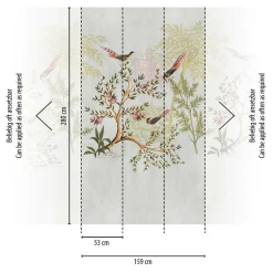Bricoflor Vliesbehang Meerkleurig, Grijs, Groen - 1,59 X 2,8 M - Aziatische Prints