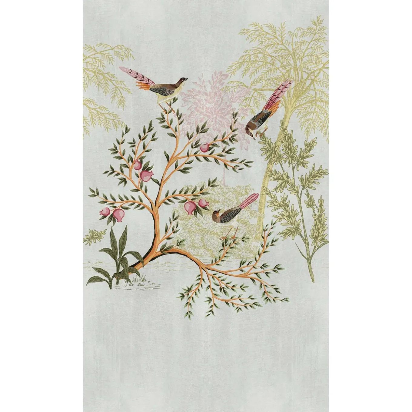 Bricoflor Vliesbehang Meerkleurig, Grijs, Groen - 1,59 X 2,8 M - Aziatische Prints