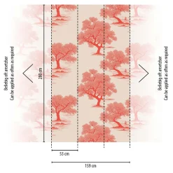 BRICOFLOR Vliesbehang Rood, Wit - 1,59 X 2,8 M - Aziatische Prints