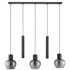 Brilliant Hanglamp Ligari - Zwart - Rookglas - 3xE27 - 2xGU10