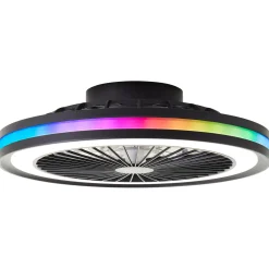 Brilliant Plafondventilator Palmero met CCT RGB LED - Zwart - 46,6cm - 40W - met afstandsbediening
