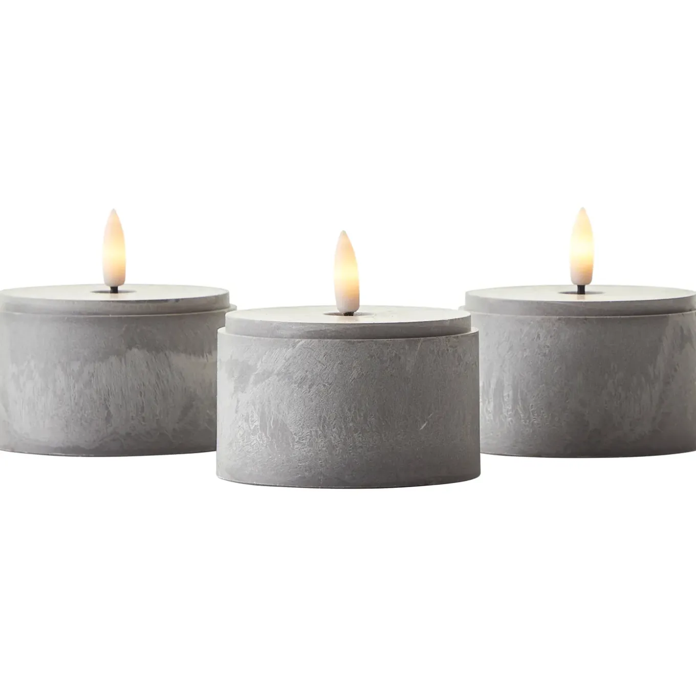 Brilliant tafellamp op batterij Bougie betoneffect rookglas set van 3