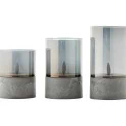 Brilliant tafellamp op batterij Bougie betoneffect rookglas set van 3