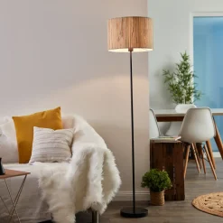 Brilliant vloerlamp Wimea zeegras zwart ⌀38cm E27
