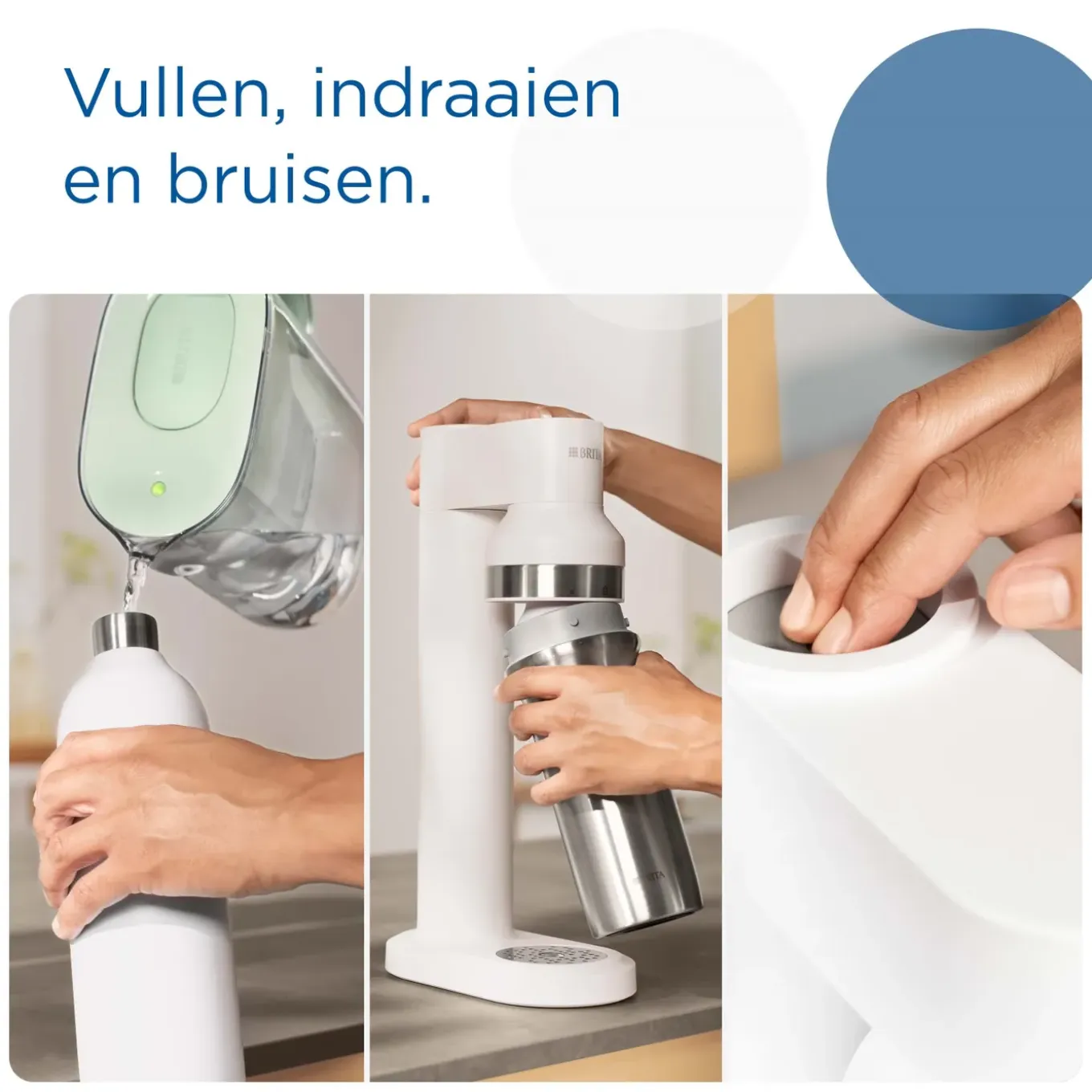 Brita Roestvrijstalen Fles Wit Sodatrio Klein (0.5l)