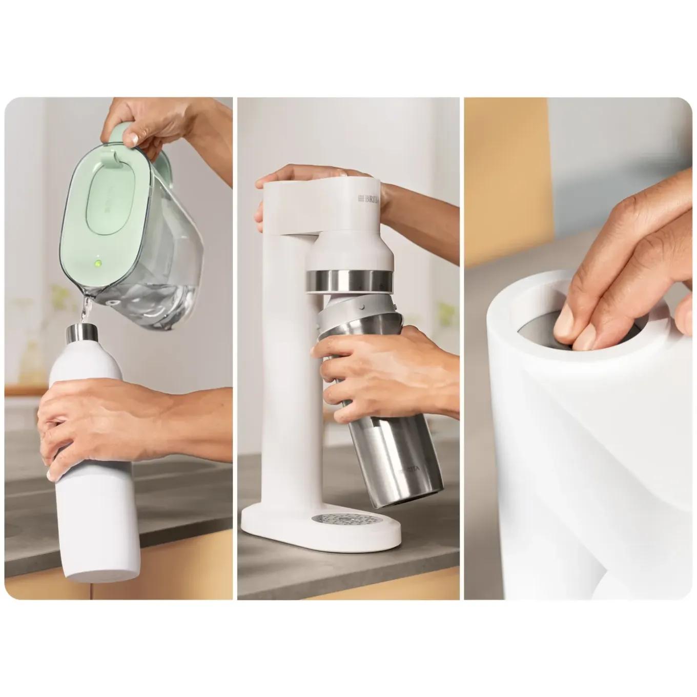 Brita Sodatrio Wit Incl. Glazen Fles (0.9l), Rvs Fles (0,5l) En Co2-cilinder