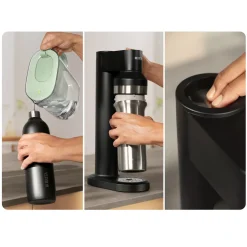 BRITA Sodatrio Zwart Incl. Glazen Fles (0.9l), Rvs Fles (0,5l) En Co2-cilinder