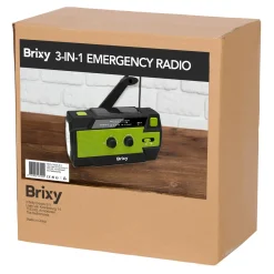 Brixy Noodradio - Opwindbaar & Solar - Zaklamp & Powerbank - 4000 mAh - Groen