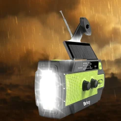 Brixy Noodradio - Opwindbaar & Solar - Zaklamp & Powerbank - 4000 mAh - Groen