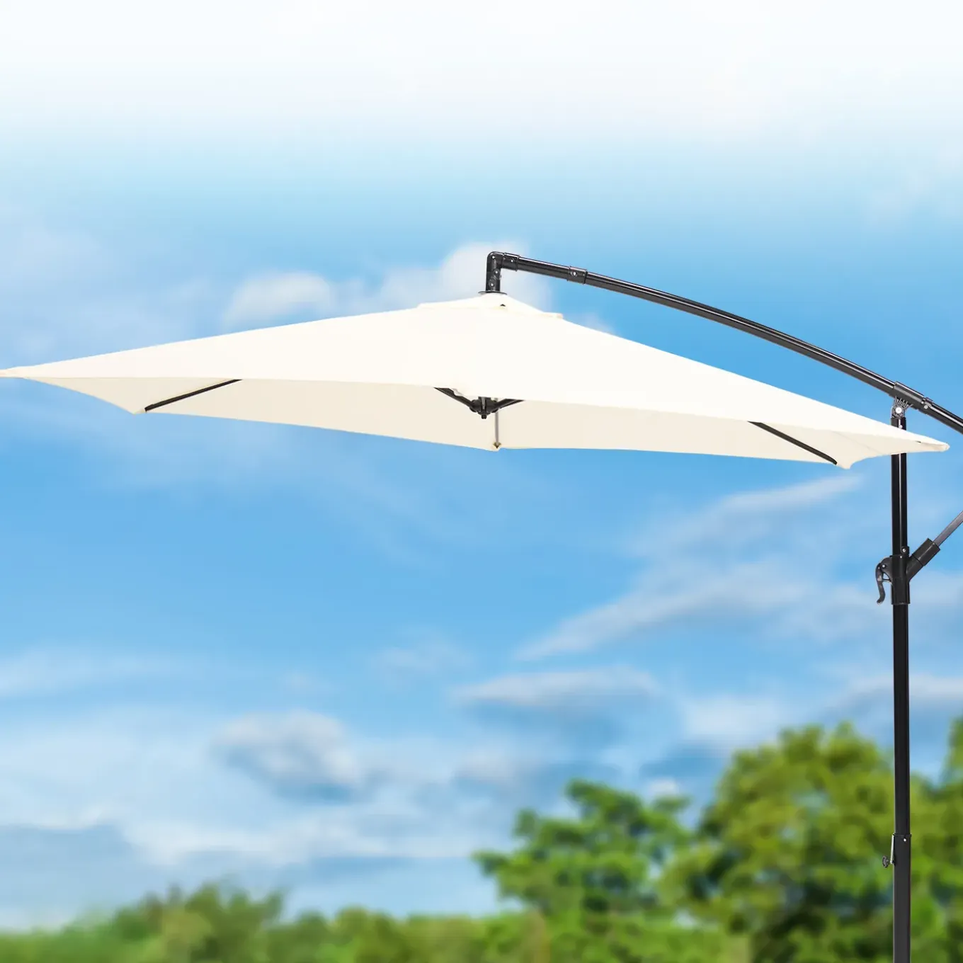 Brixy Zweefparasol - 300cm - Incl. Kruisvoet - Waterdicht - Verstelbare Hoogte - Creme