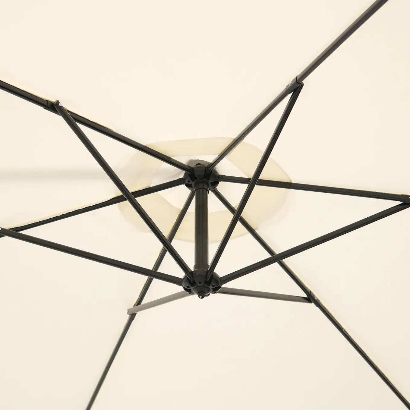 Brixy Zweefparasol - 300cm - Incl. Kruisvoet - Waterdicht - Verstelbare Hoogte - Creme