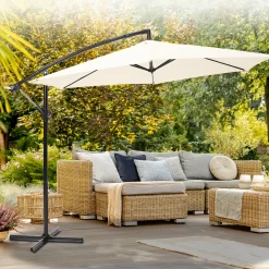 Brixy Zweefparasol - 300cm - Incl. Kruisvoet - Waterdicht - Verstelbare Hoogte - Creme