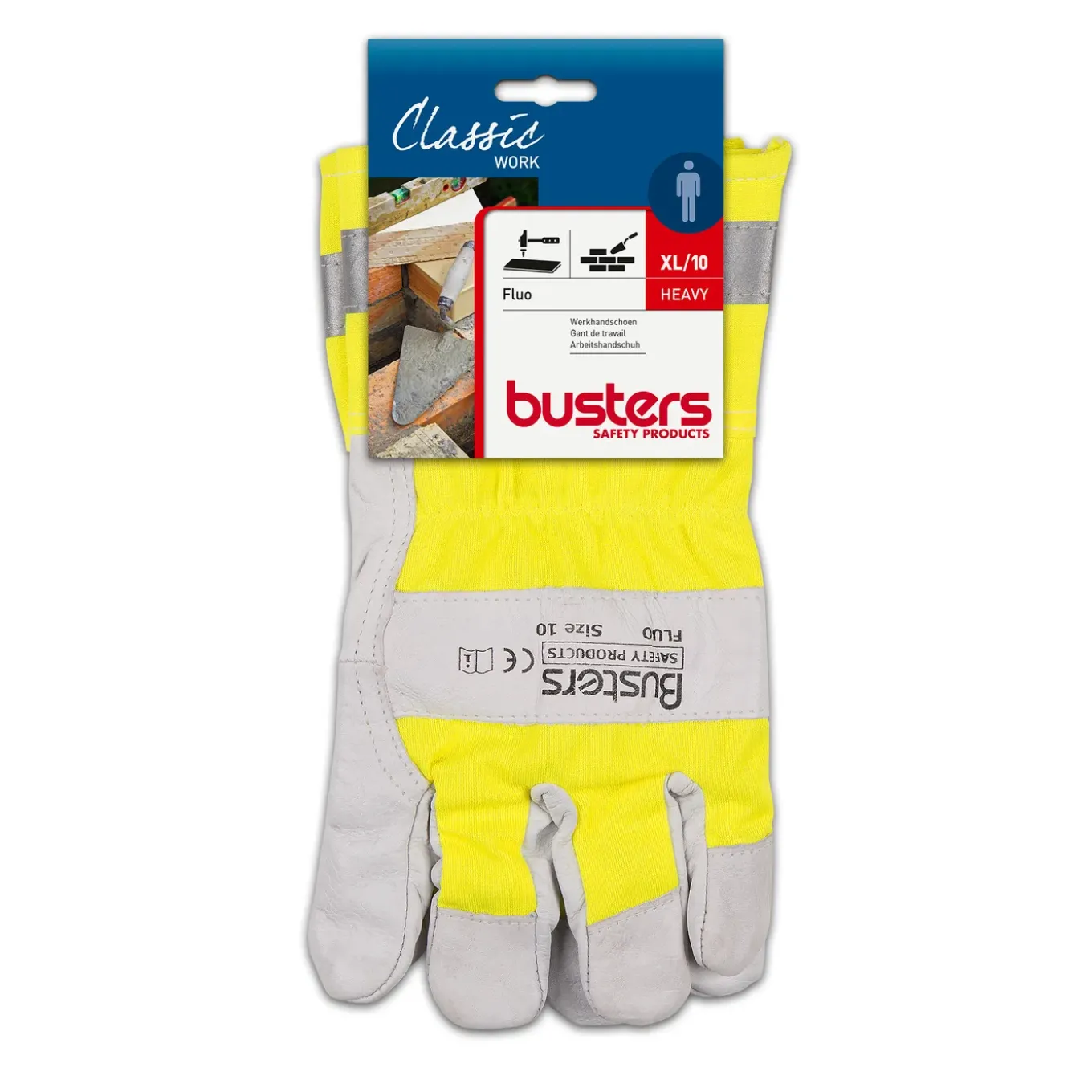 Busters handschoenen Fluo leder geel M10