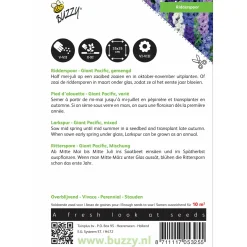 Buzzy Seeds zaden - Ridderspoor Giant Pacific gemengd