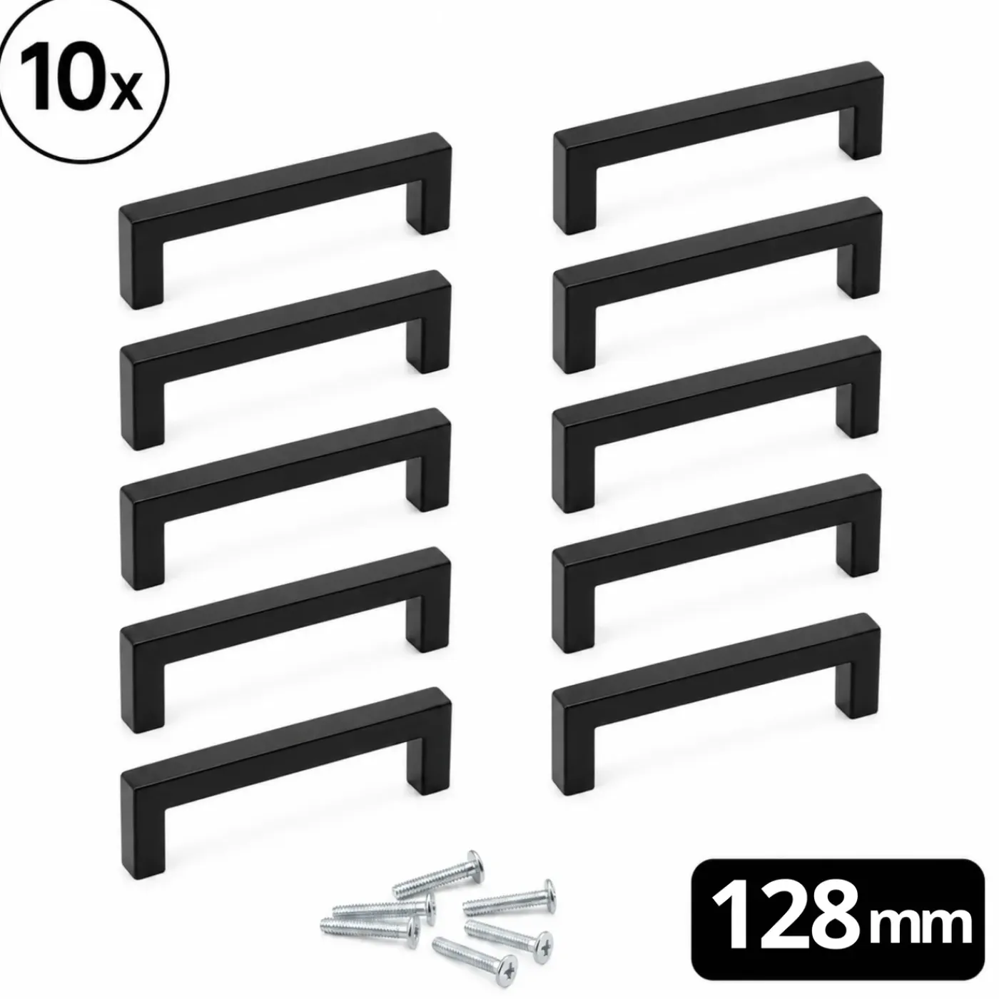 By MJM - Handgrepen Dallas 128mm Zwart Set 10 Stuks - Meubelgrepen - Handgreep voor keuken